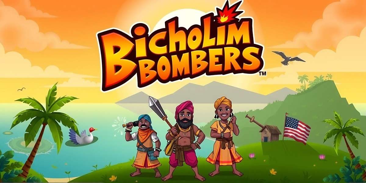 Bicholim Bombers Official Cover Art Bicholim Bombers game cover featuring Goan landscapes and characters in traditional attire